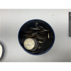Great British and World coins including commemorative crowns, six Queen Elizabeth II five pound coins, pre decimal coinage, miscellaneous items etc