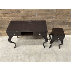 Rosewood finish console dressing table, fitted with two soft-close drawers and matching bedside chest (2)