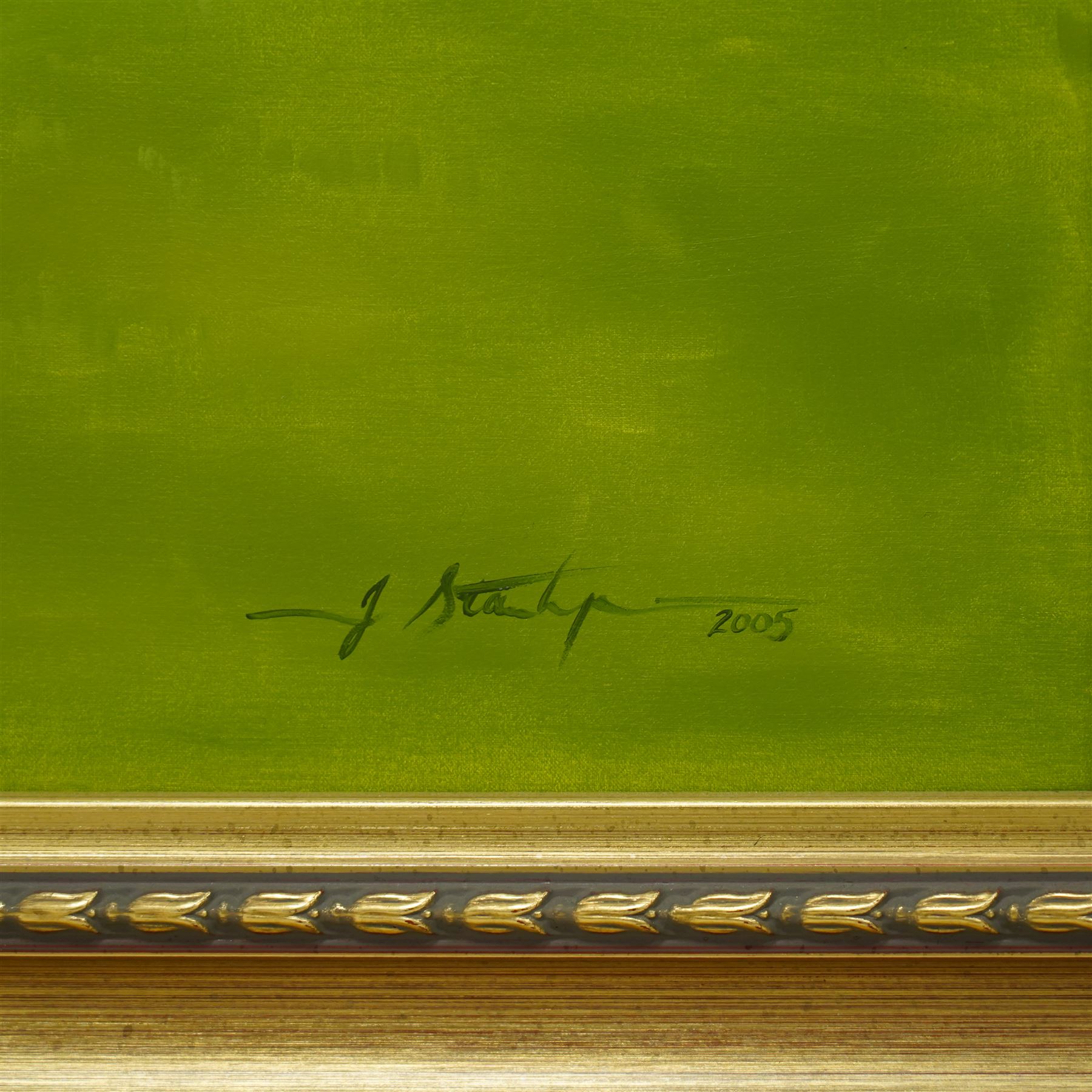 Jacqueline Stanhope (Scottish 1963-): 'La Cucaracha' a Bay Racehorse with Copgrove Hall Beyond, oil on canvas signed and dated 2005, 100cm x 136cm
Notes: La Cucaracha was owned by Guy Reed and bred at Copgrove Hall, she was a specialist sprinter trained at Lambourn by Barry Hills. La Cucaracha secured a Group One success in 2005 in the Nunthorpe Stakes at York.