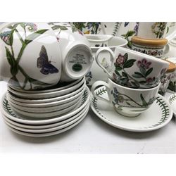 Portmeirion Botanical Garden tea and dinner wares, to include coffee pot, coffee press, teapot, eight coffee cans and saucers, ten teacups and saucers of various sizes, six herb jars, four dinner plates, various serving dishes etc (70) 