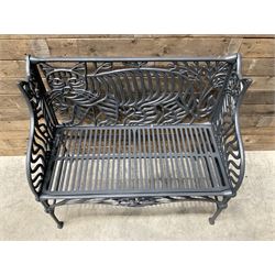Richard Bawden (1936-2024); - Cat design painted cast iron garden bench