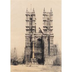 Luigi Kasimir (Austrian 1881-1962): Munich, etching signed in pencil 12.5cm x 19.5cm: Herbert Hampton (British 1862-1929): Westminster Abbey, etching signed in pencil 32cm x 23cm (2)
