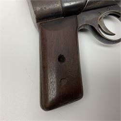 Webley 'Junior' .177 air pistol with top lever action and wooden grips; marked The Webley Junior .177 Webley & Scott Ltd Birmingham 4 Made in England to left side of cylinder; numbered 078 to muzzle and J3007 to trigger guard; L21cm; together with part tin of Webley .177 Special Pellets NB: AGE RESTRICTIONS APPLY TO THE PURCHASE OF THIS LOT.