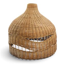 DD CL - Pair of oversized cane pendant shades, with metal rim