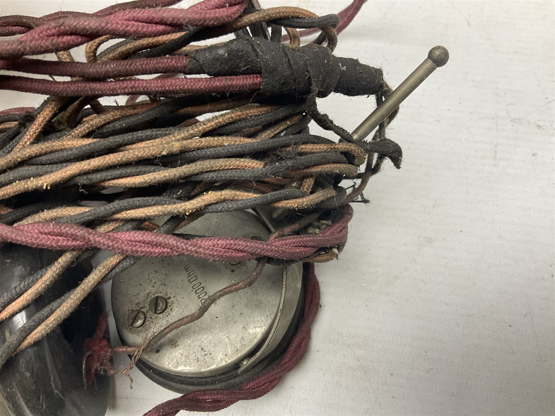 Crystal radio set, housed in pine case with headphones