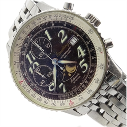  Breitling Montbrillant Eclipse gentleman's stainless steel automatic wristwatch No.A43030, serial No.0006, boxed with certificate and purchase date 2001 and papers  