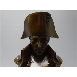  Large bronze bust of Napoleon on stepped black marble base, inscribed Lecomte, H35cm  