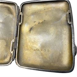 Silver cased Elgin pocket watch, Thai silver belt buckle, silver cigarette case and money clip