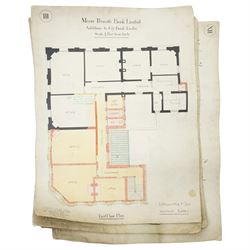  E H Harbottle & Sons Architects, Exeter - Set of architects drawings for additions to Prescott's Bank Ltd, Exeter mostly scale of 4ft to 1 inch