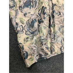 Marks & Spencer Home - lined curtains in blue floral patterned fabric, pleated header, with tie backs, W180cm, Fall - 195cm