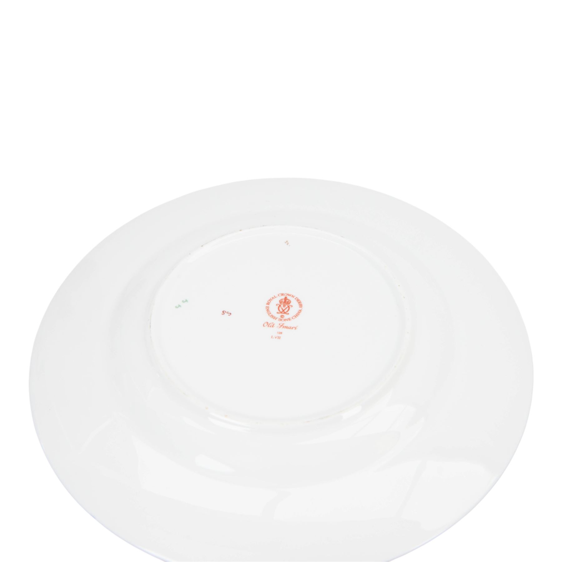 Pair of Crown Derby Imari pattern 1128 plates and matching trinket dish, plates D27cm