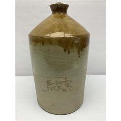 Large 2 gallon stoneware flagon, stamped 'John Soulby Wine Merchant Malton 2 Gall', together with a collection of similar stoneware jars and bottles, largest H40.5cm