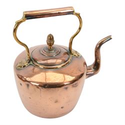 Copper kettle, together with other copper items and brassware 