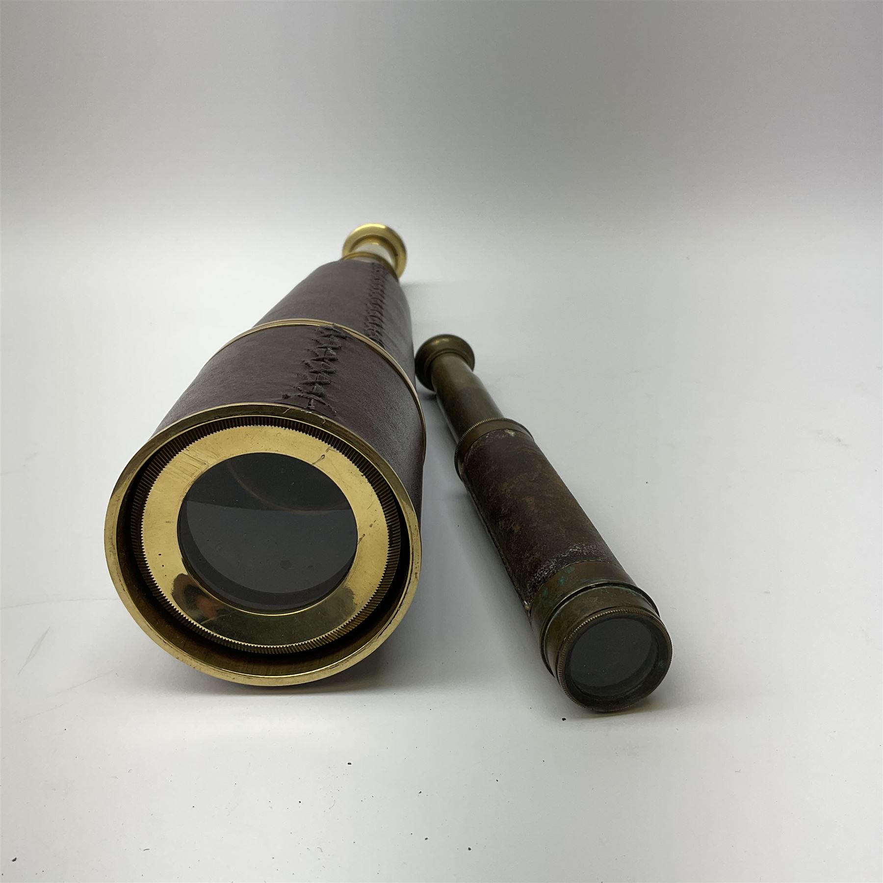 Victorian brass two-draw pocket telescope with leather | Maritime