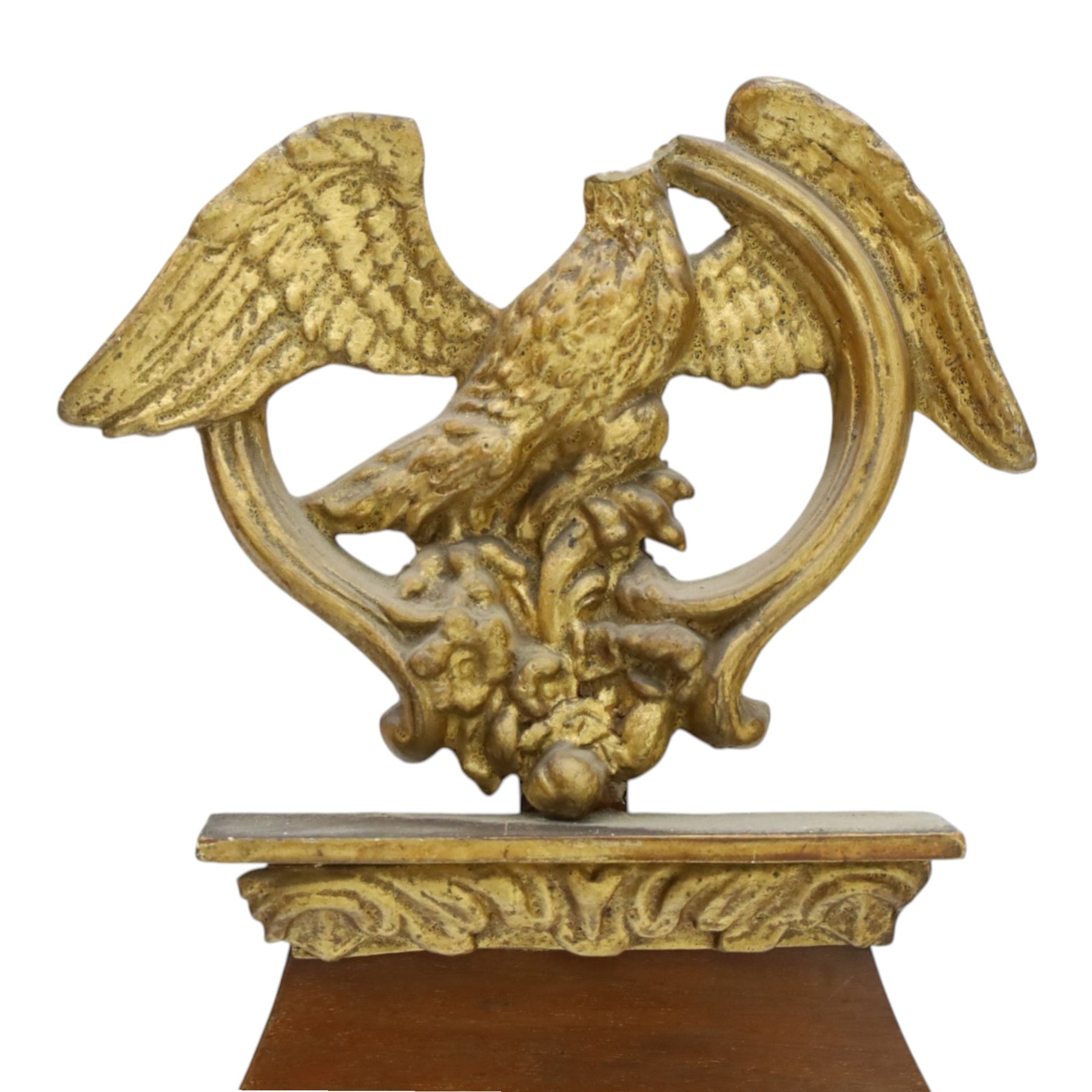 George III Chippendale design mahogany and parcel-gilt tripartite fret mirror with Hoho bird pediment