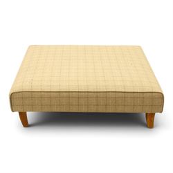Large footstool, upholstered in tweed fabric