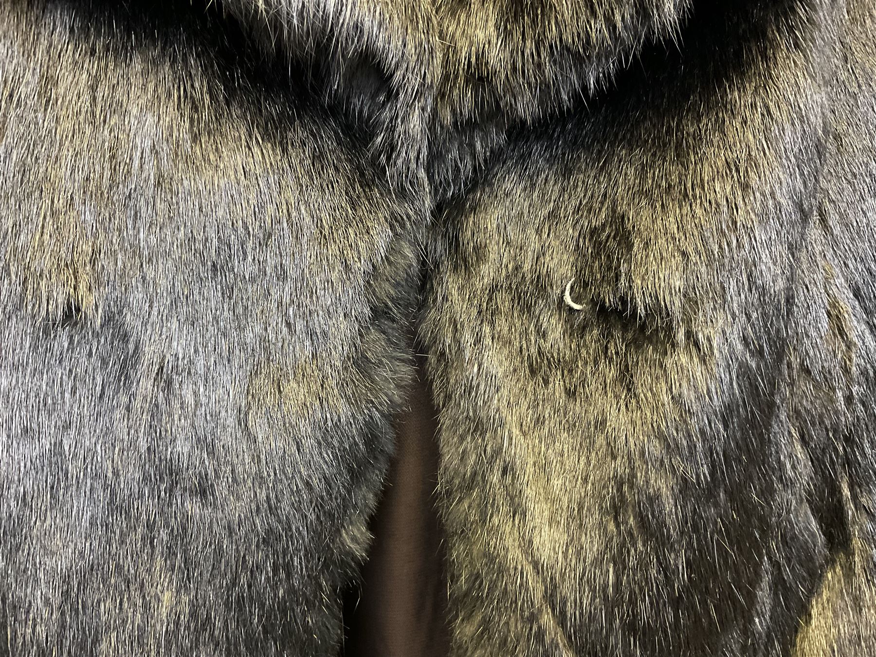 Ladies three quarter length brown mink coat, together with a ladies short black rabbit fur coat 