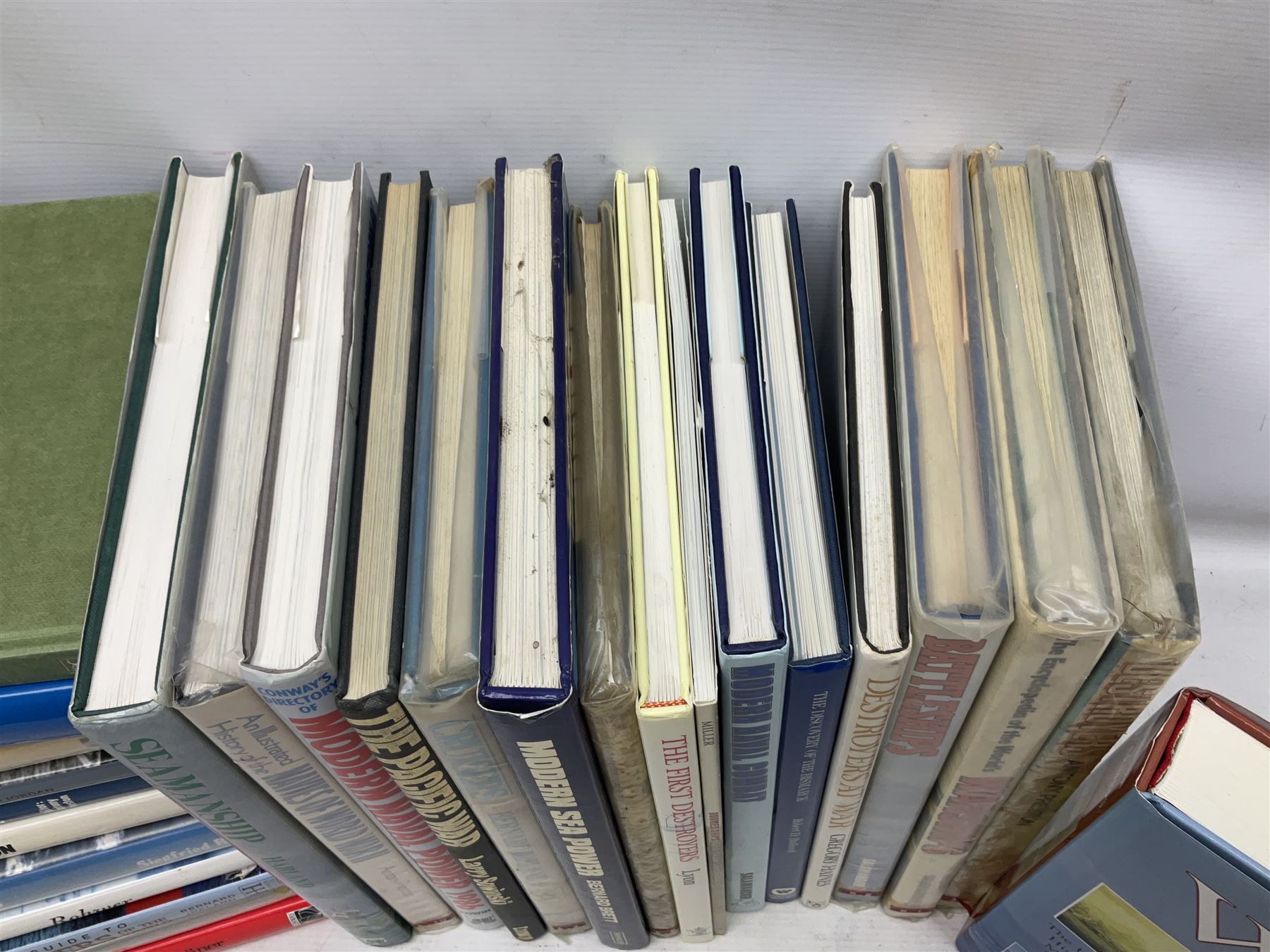 Twenty-seven books of maritime and naval interest including Archibald: The Fighting Ship in the Royal Navy; Chant: The History of the World's Warships; Groner: German Warships 1815-1945; books on seapower, destroyers, battleships, cruisers, seamanship etc