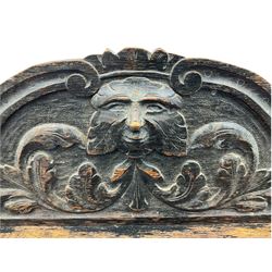 Victorian heavily carved oak side table, single frieze drawer