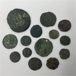 Three House of Constantine bronze coins to include Constantine the Great URBS ROMA; Crispus (AD 317-326) and Constantine II (AD 337-340), both PLON London mint, with small group of Roman etc metal detecting find coins (17) 