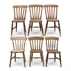 Six 19th century and later elm and beech farmhouse chairs