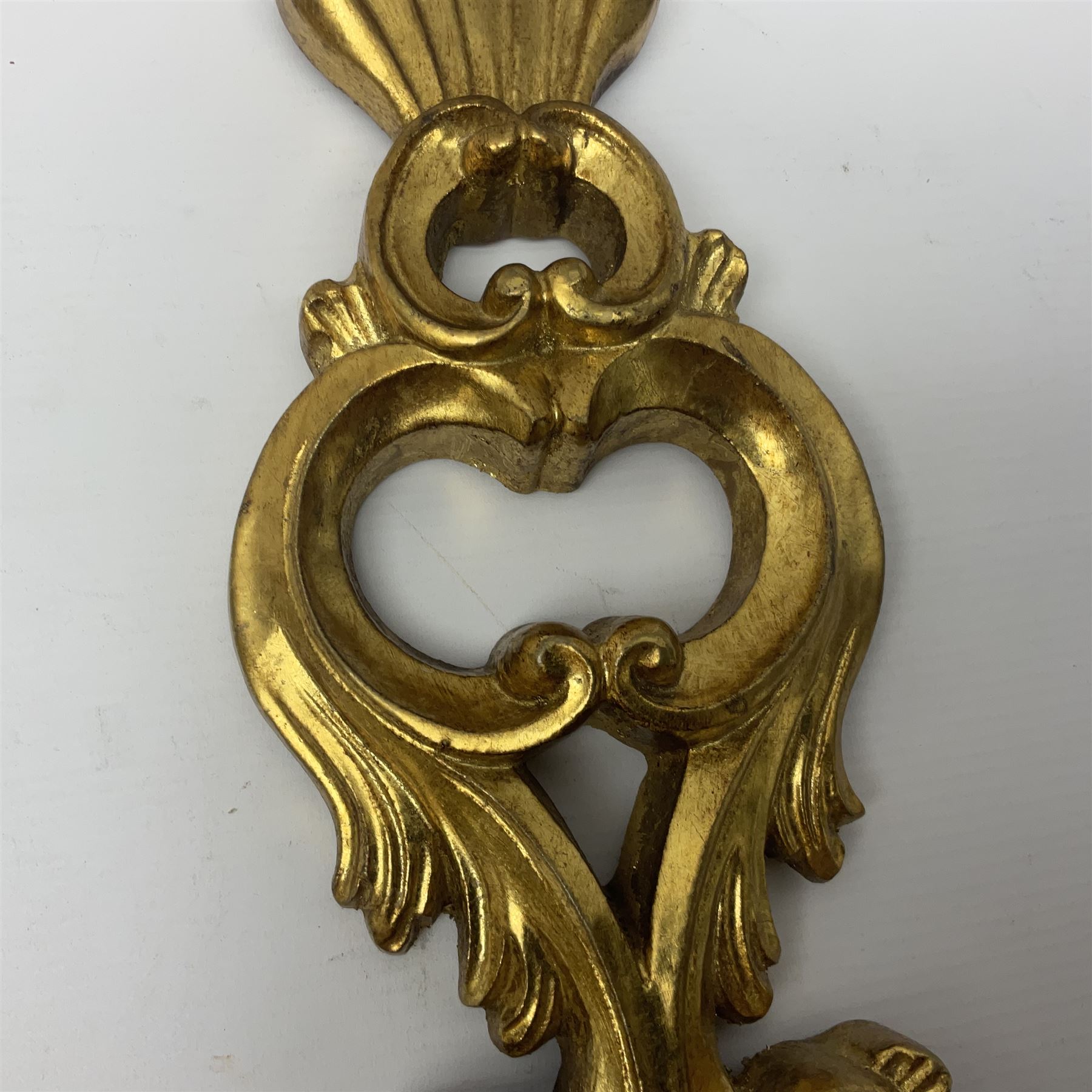 Pair of gilt wood single branch wall sconces, H40cm