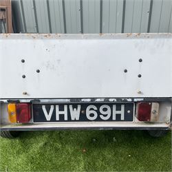 Small trailer with removable metal lid and spare wheel  - THIS LOT IS TO BE COLLECTED BY APPOINTMENT FROM DUGGLEBY STORAGE, GREAT HILL, EASTFIELD, SCARBOROUGH, YO11 3TX