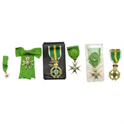 Military and Hospitaller Order of St. Lazarus of Jerusalem, Knight of Grace, collection of jewels, medals and other items, including breast badges, necklace, epaulettes, cloth badges etc, serval items in cases marked Tote, Kenning & Spencer Ltd 