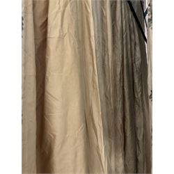Large pair of Country House inter-lined curtains, cream fruit pattern, approx H395cm x W430cm overall each curtain