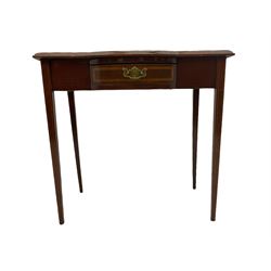 Edwardian mahogany plant stand, mahogany plant stand, two smokers stands, mahogany centre table, side table with drawer, hardwood folding chair, Edwardian mirror glazed corner cabinet and an occasional table (9)