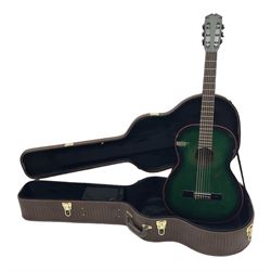 Marlin Classic acoustic guitar model MC1 in green and red L100cm; in simulated reptile skin hard carrying case