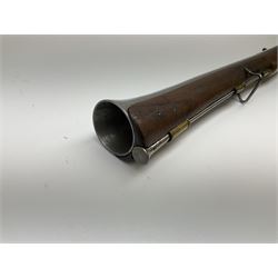 Reproduction 11-bore black-powder blunderbuss, the 61.5cm barrel with black-powder marks and ramrod under, walnut full stock with steel lock and brass fittings and two sling swivels, serial no.155, L101cm overall SHOTGUN CERTIFICATE REQUIRED