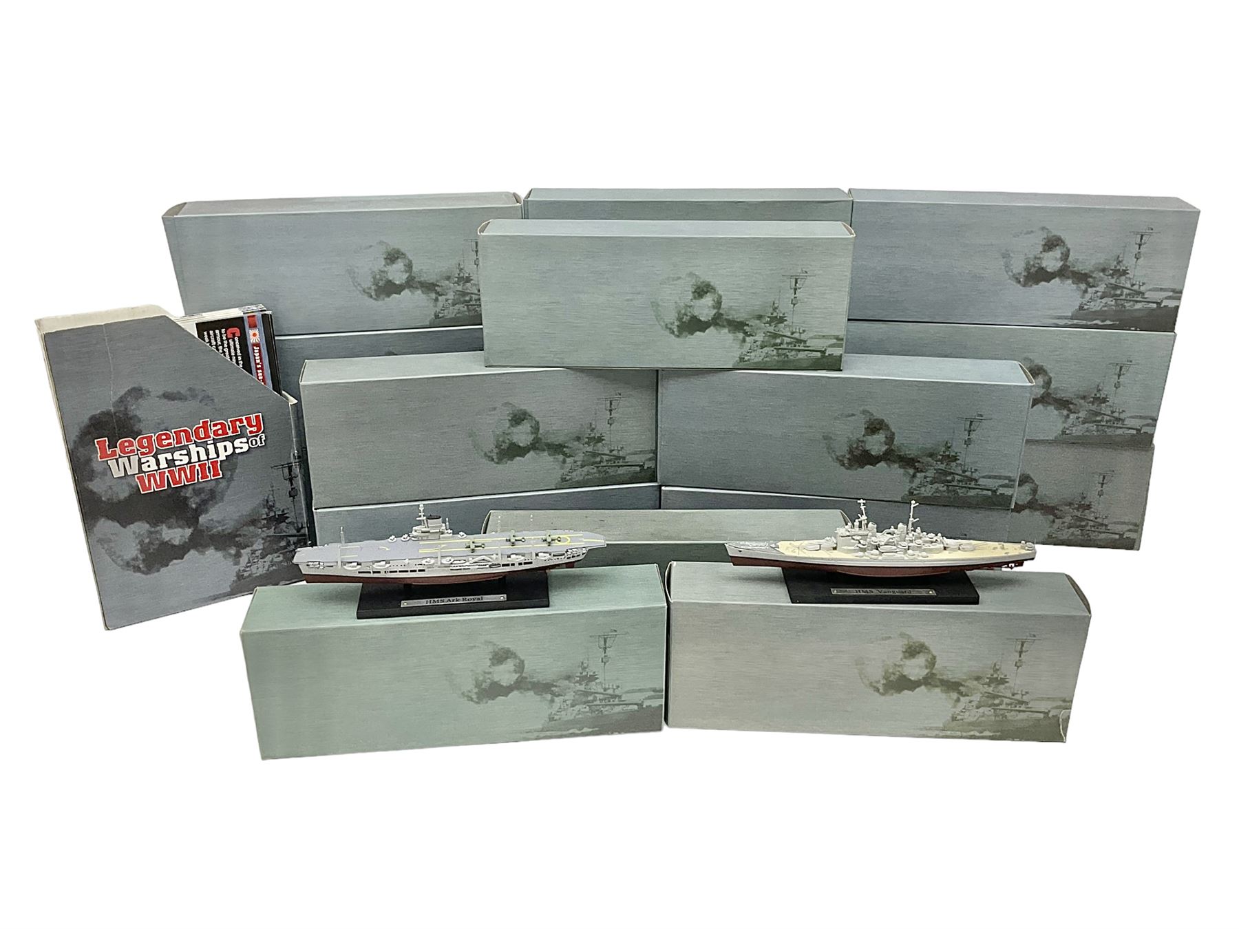 Seventeen Atlas Editions Collections battleships in original boxes, to include HMS Ramillies, Yamato, HMS Repulse, Missouri etc
