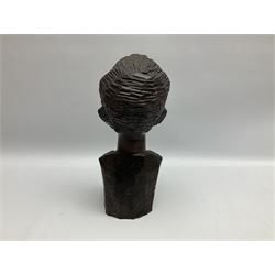 Carved hardwood African bust, H27cm