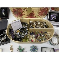 Collection of costume jewellery and watches