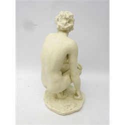  Rosenthal white porcelain study 'Hockende' modelled as a crouching nude female figure after Fritz Klimsch, signed, H37cm   