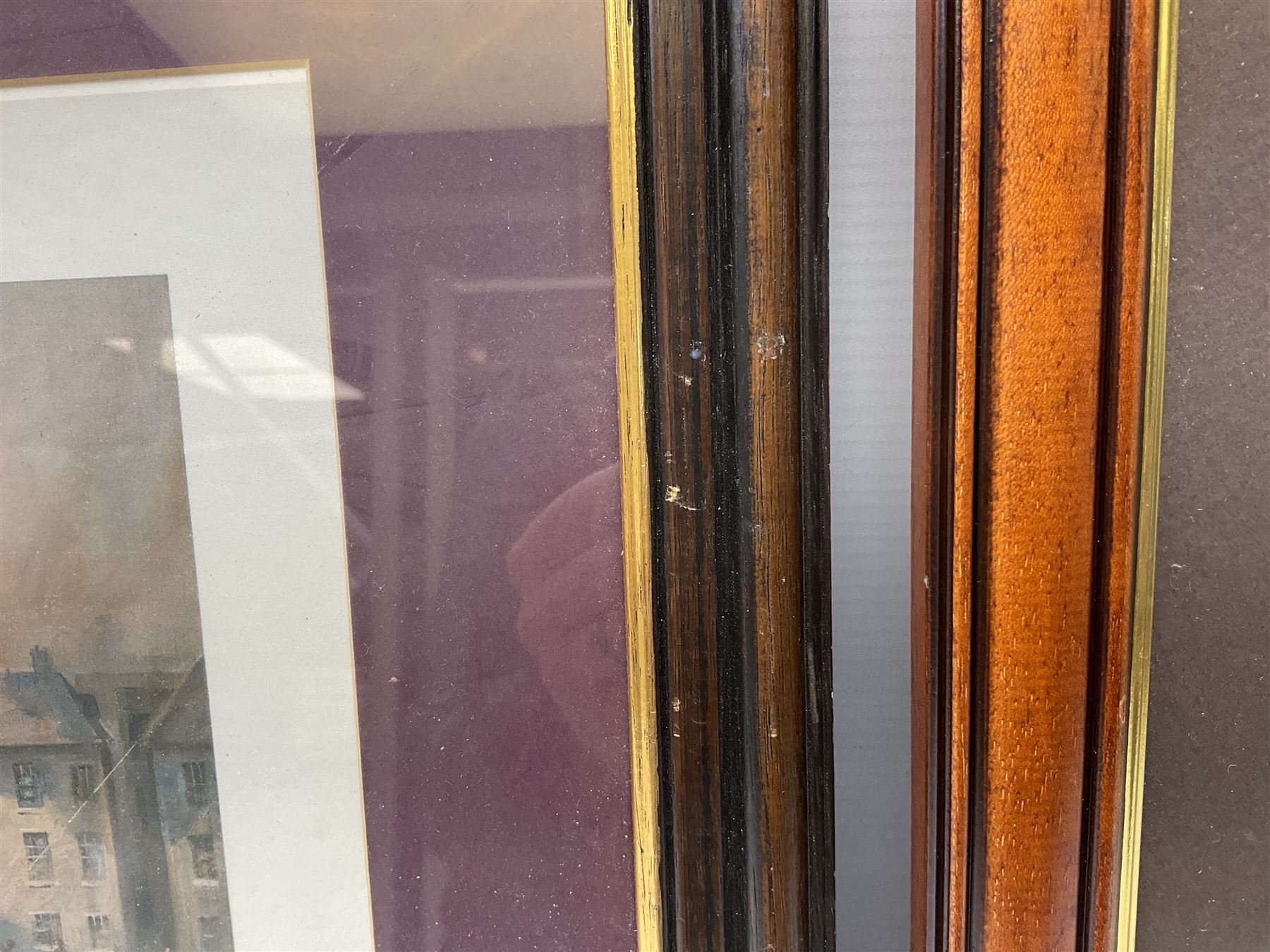 After Alan Fernley, colour print 'The Bridge at Arnhem', signed on the mount, 37 x 50cm; and after John Sellars, colour print 'Pegasus Bridge. Early Morning of D-Day 6th June 1944 Benouville Normandy'; both in mahogany stained frames (2)