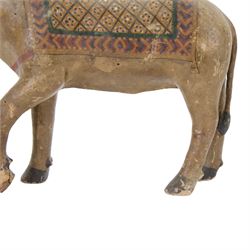 Pair of 19th century Indian hand painted Nandi bulls, H35cm