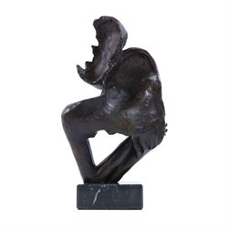 Bronze sculpture,  Abstract lovers  upon a marble base, H28cm