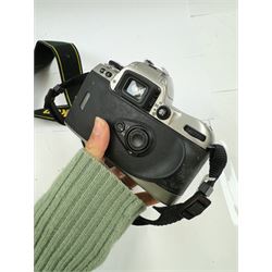 Collection of Nikon cameras, to include F60 serial no. 2574507, boxed, F70 serial no. 2807667, F75 serial no. 2062602, with an AF Nikkor 28-100mm 1:3.5-5.6 G lens serial no. 2166614, two F80 examples serial nos. 2553343 & 2777869, two F90X examples serial nos. 2209737 & 2438888, one boxed and an F100 serial no. 2051550