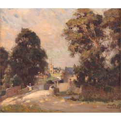 Frederick (Fred) Stead (British 1863-1940): Sunset over Godalming - Surrey, oil on canvas ...