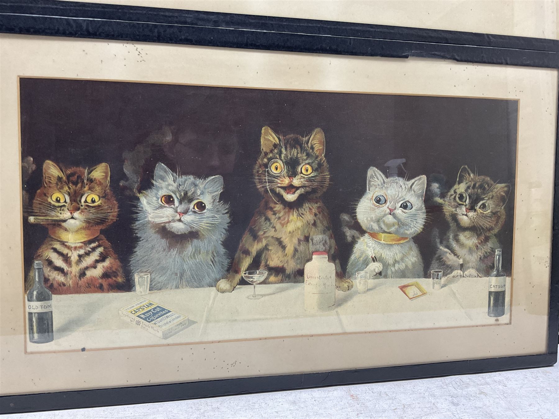 Louis Wain (British 1860-1939): 'Mellin's Food Biscuits' and 'Capstan Navy Cut Cigarettes', pair chromolithographs 24cm x 50cm (2)