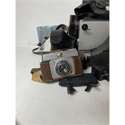 Sankyo Dualux-2000H projector, with cover, together with two vintage camera cases, etc