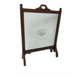 Regency design mahogany framed glass fire screen, glass panel with central Camel Calvary scene with pyramids