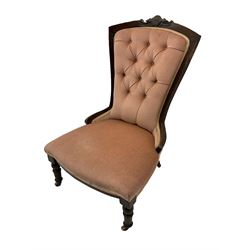 Late 19th century nursing chair, button back upholstery