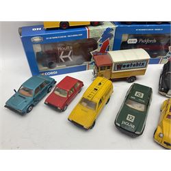 Corgi - approximately forty die-cast models of various scales to include ‘On the Move’ CC11406 and CC11407, both boxed; Renault 16, Ford Consul Classic, Vanwall Racing Car etc 