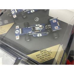 Nine Quartzo 1:43 scale die-cast models of racing cars; all in plastic display boxes (9)