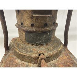 B. R. Railway Lamp, with fixed handle and plaque to the front marked 'B.R.(S)', H46cm