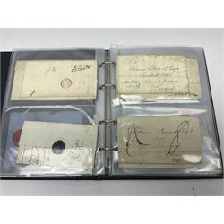 Postal history, including imperf penny reds on covers or entires, mourning cover, Cape of Good Hope overprinted postal stationary, pre-stamp items etc, housed in a ring binder folder