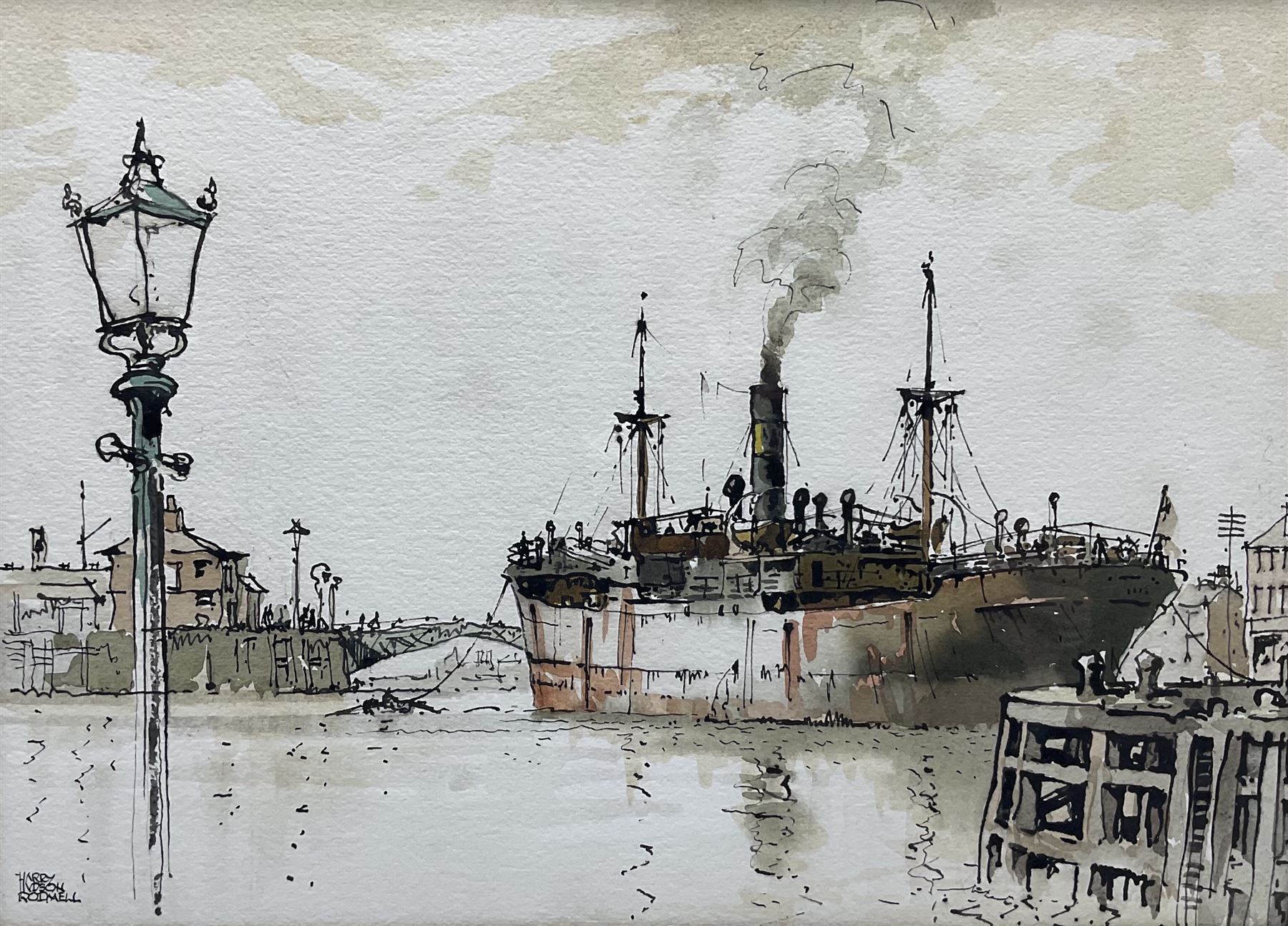 Harry Hudson Rodmell (British 1896-1984): 'The Tramp', watercolour signed 27cm x 37cm
Provenance: exh. Society of Marine Artists 1955 and their touring exhibition 1956; purchased by the vendor's family from the artist in 1957, sold together with letters and original receipt from the artist